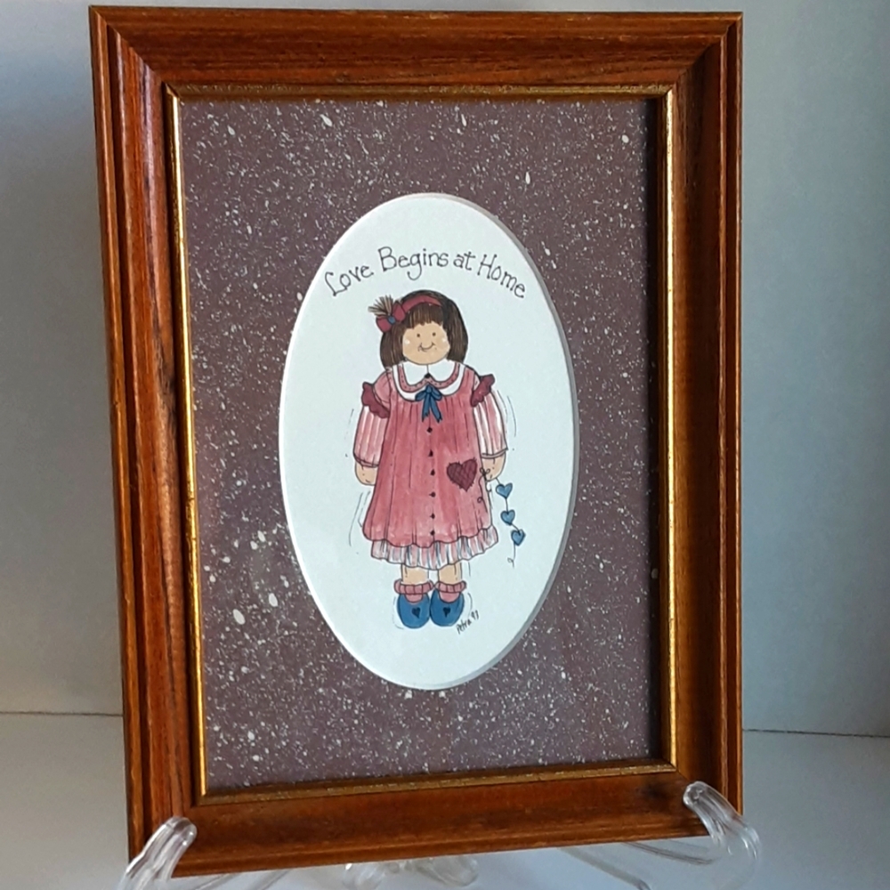 $5 Add-On Vintage 1990's Framed Art Love Begins at Home 8 1/2" x 6 3/4"